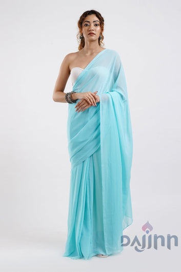 AYSR Boutique Farah Turquoise Georgette Ready to Drape Saree