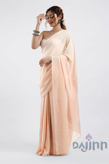 AYSR Boutique Farah Peach Georgette Ready to Drape Saree