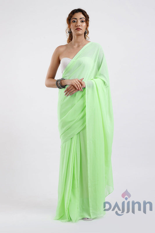 AYSR Boutique Farah Pista Green Georgette Ready to Drape Saree