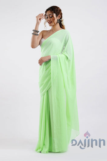 AYSR Boutique Farah Pista Green Georgette Ready to Drape Saree