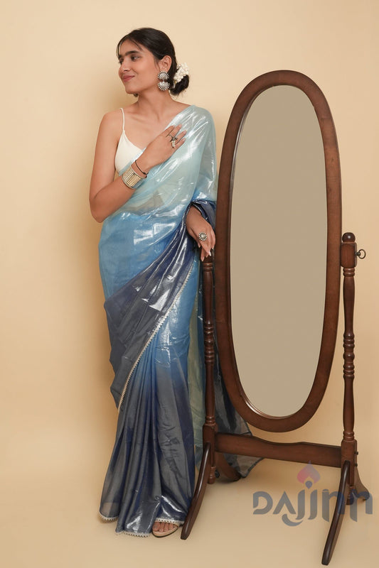 AYSR Boutique Kaalki Blue Shimmer Chiffon Saree