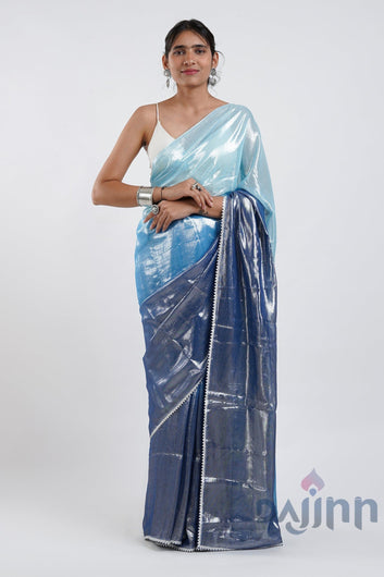 AYSR Boutique Kaalki Blue Shimmer Chiffon Saree