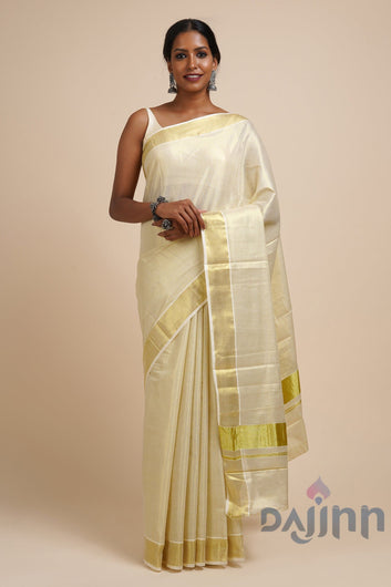 AYSR Boutique Ariata Golden Kerala Tissue Kasavu saree