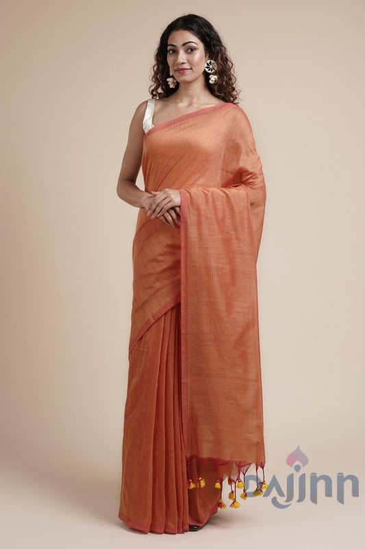 AYSR Boutique Kaira Peach Mulmul Saree