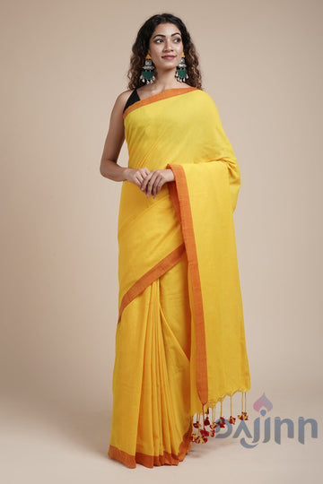 AYSR Boutique Kaira Yellow Mulmul Saree