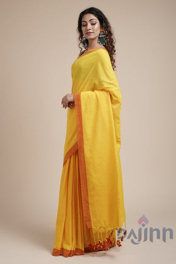 AYSR Boutique Kaira Yellow Mulmul Saree