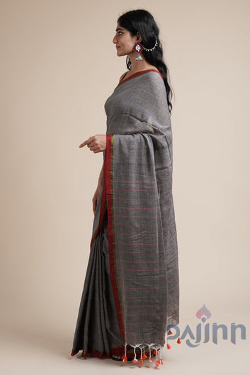 AYSR Boutique Kaira Grey Mulmul Saree