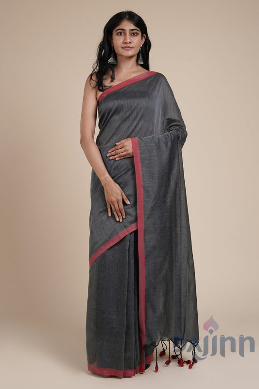 AYSR Boutique Kaira Deep Grey Mulmul Saree