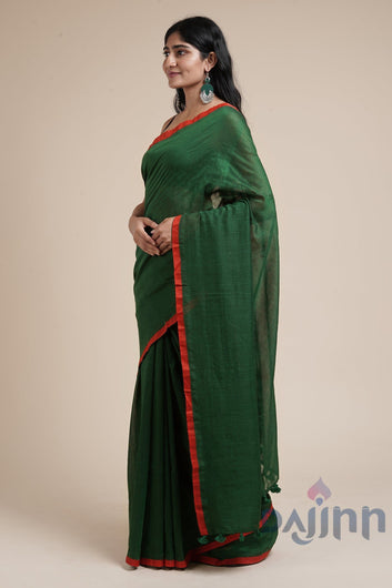 AYSR Boutique Kaira Emerald Green Mulmul Saree