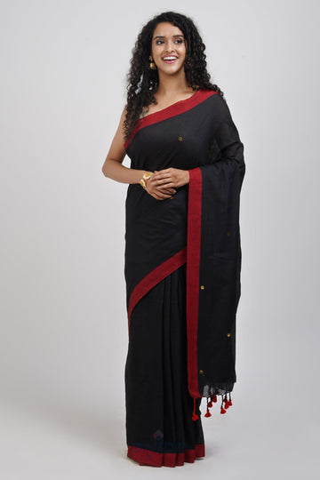AYSR Boutique Savali Black Mulmul Saree