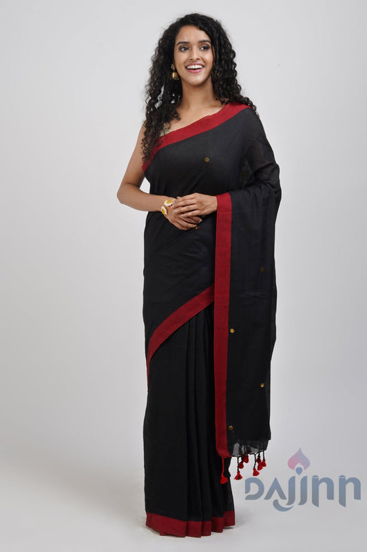 AYSR Boutique Savali Black Mulmul Saree