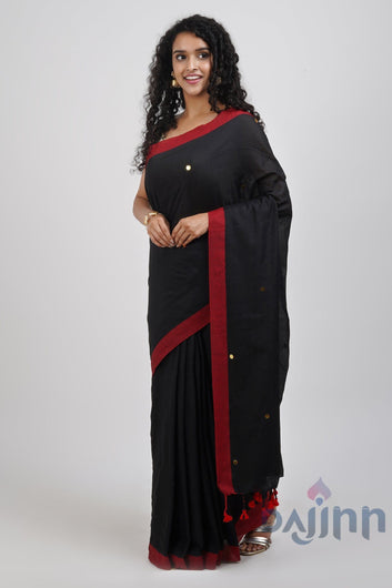 AYSR Boutique Savali Black Mulmul Saree