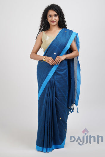 AYSR Boutique Savali Blue Mulmul Saree