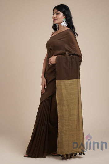 AYSR Boutique Varuni Brown & Beige Mulmul Saree