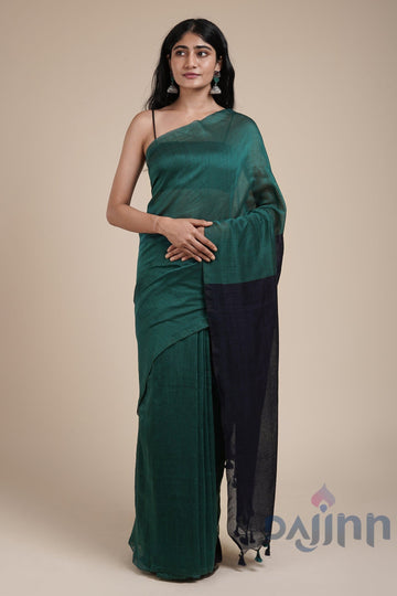 AYSR Boutique Varuni Royal Green & Deep Blue Mulmul Saree