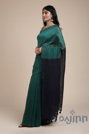 AYSR Boutique Varuni Royal Green & Deep Blue Mulmul Saree