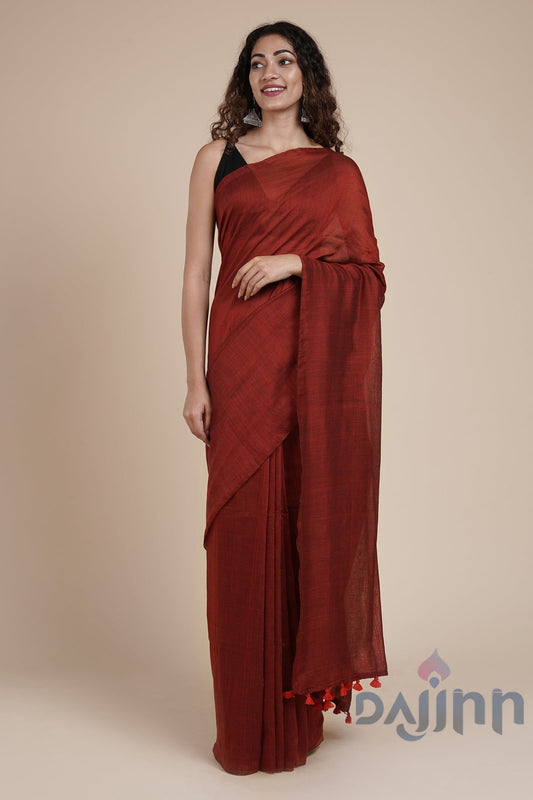 AYSR Boutique Takshi Maroon Mulmul Saree