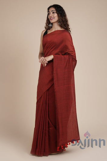 AYSR Boutique Takshi Maroon Mulmul Saree