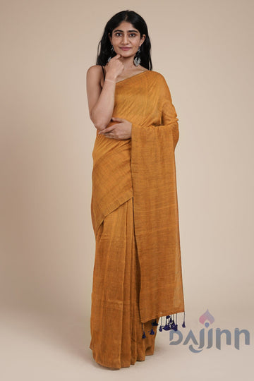 AYSR Boutique Takshi Mustard Yellow Mulmul Saree