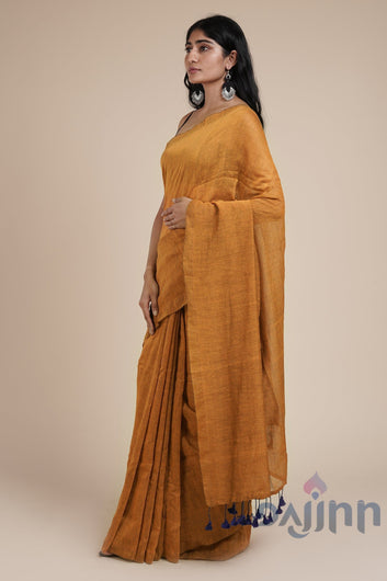 AYSR Boutique Takshi Mustard Yellow Mulmul Saree