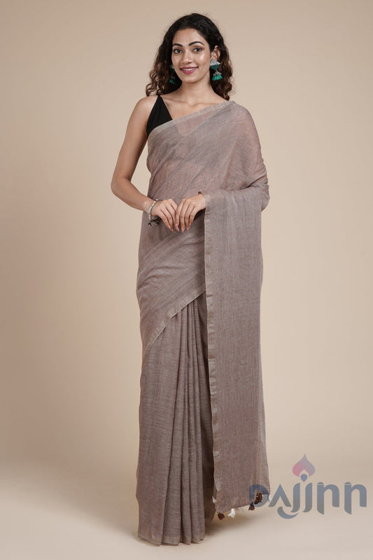 AYSR Boutique Takshi Brown Mulmul Saree