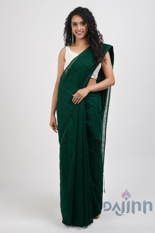 AYSR Boutique Zeenat Green Cotton Silk Saree