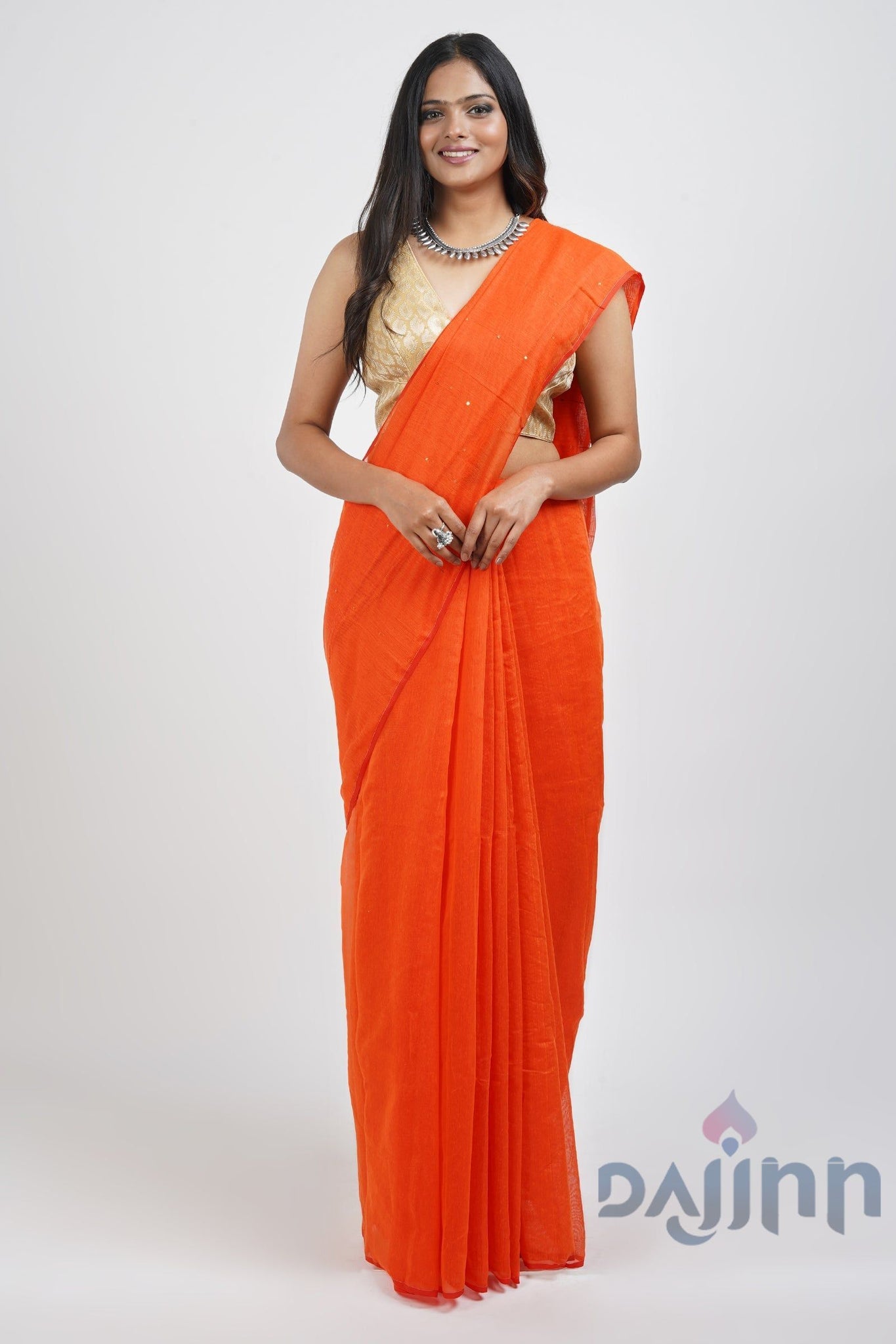 AYSR Boutique Zeenat Orange Cotton Silk Saree