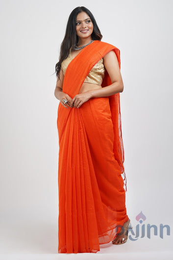 AYSR Boutique Zeenat Orange Cotton Silk Saree