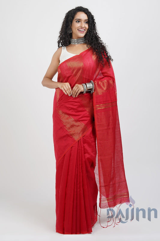 AYSR Boutique Tanika Red Cotton Silk Saree