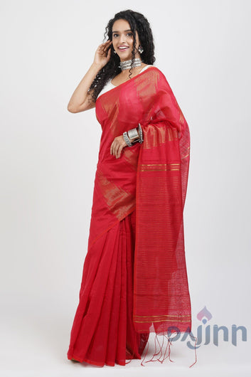 AYSR Boutique Tanika Red Cotton Silk Saree