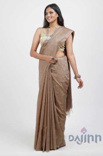 AYSR Boutique Lasya Beige Cotton Silk Saree