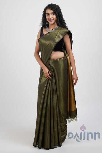 AYSR Boutique Shaurya Black Golden Tissue Silk Saree