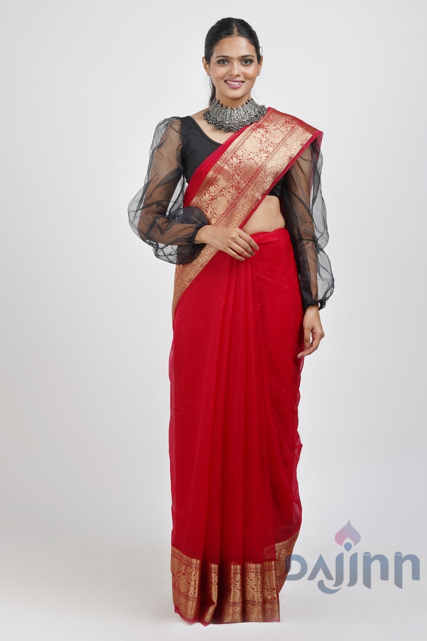 AYSR Boutique Zunaira Red Organza Saree