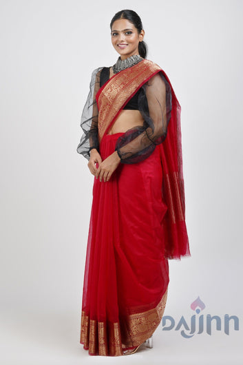 AYSR Boutique Zunaira Red Organza Saree