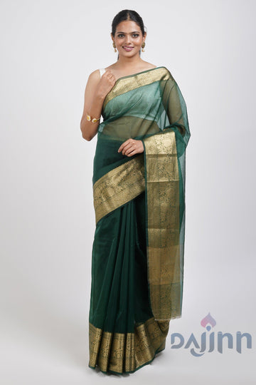 AYSR Boutique Zunaira Green Organza Saree