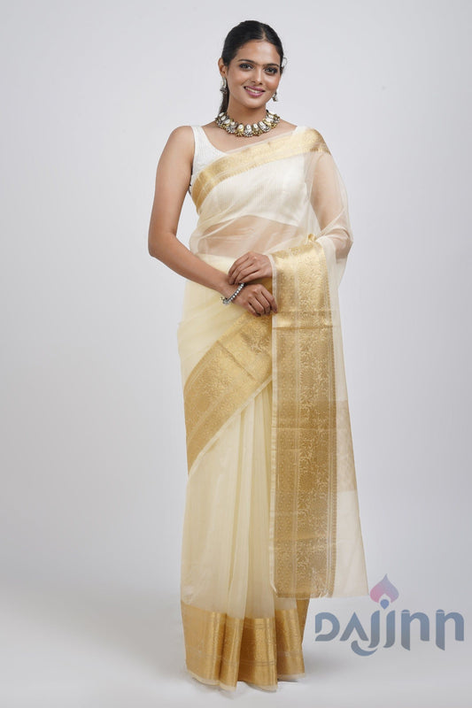 AYSR Boutique Zunaira Off White Organza Saree