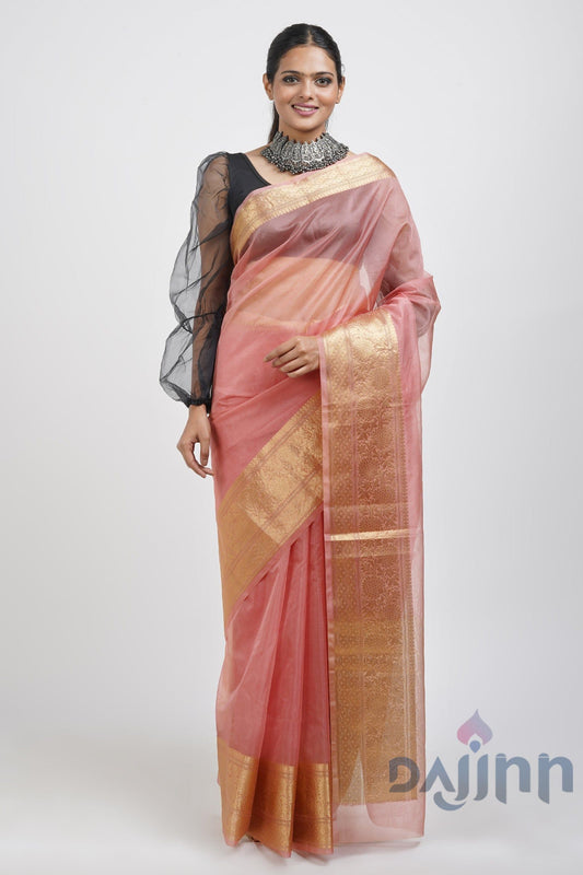 AYSR Boutique Zunaira Onion Pink Organza Saree