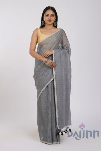 AYSR Boutique Leya Grey Cotton Zari Saree