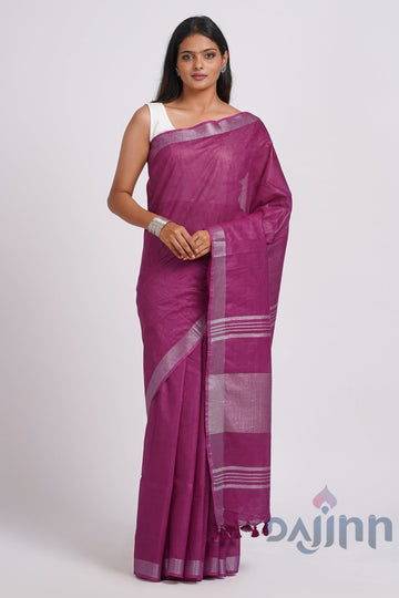 AYSR Boutique Kaya Magenta Zari Linen Saree