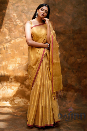 AYSR Boutique Hiraadiya Golden Organic Tissue Silk Saree