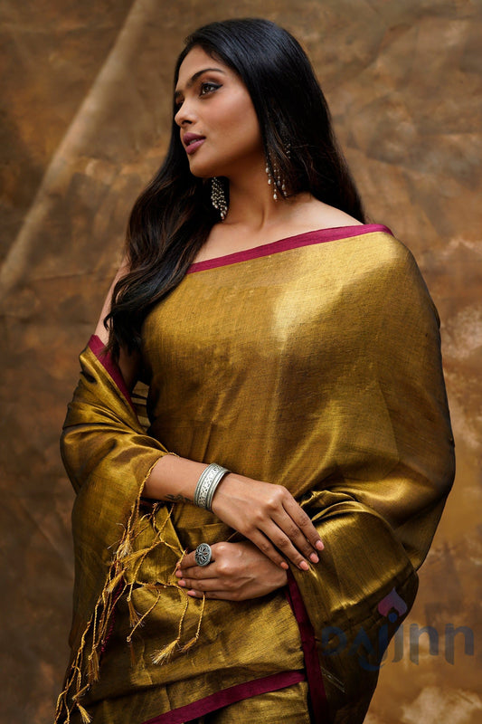 AYSR Boutique Hiraadiya Copper Organic Tissue Silk Saree