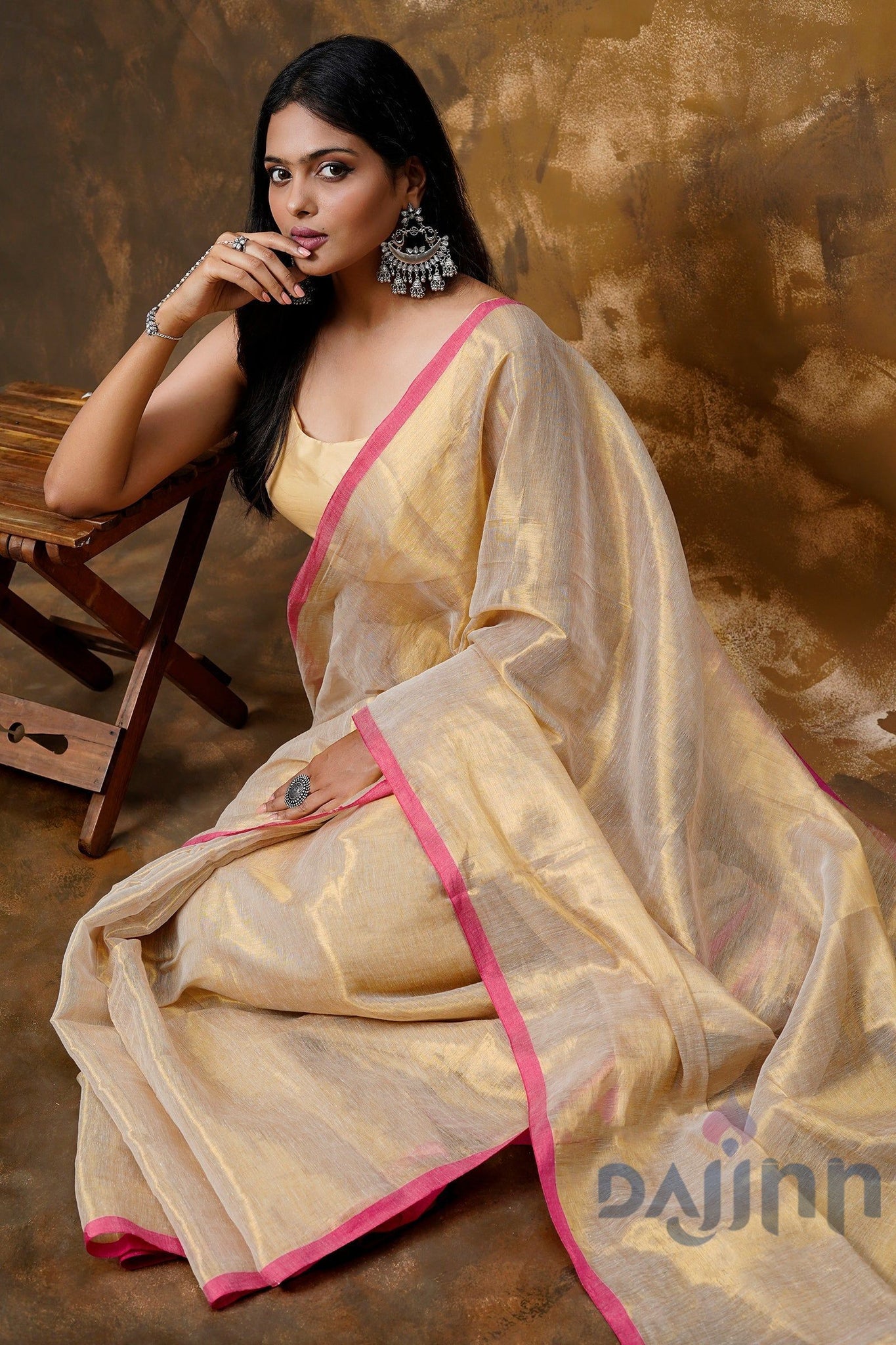 AYSR Boutique Idayini Off White Organic Tissue Silk Saree