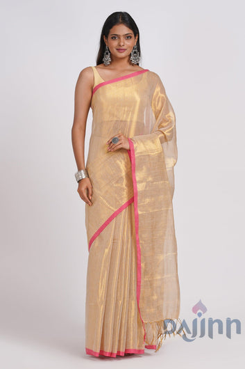 AYSR Boutique Idayini Off White Organic Tissue Silk Saree