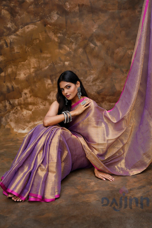 AYSR Boutique Idayini Purple Organic Tissue Silk Saree