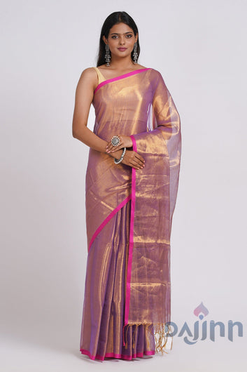 AYSR Boutique Idayini Purple Organic Tissue Silk Saree