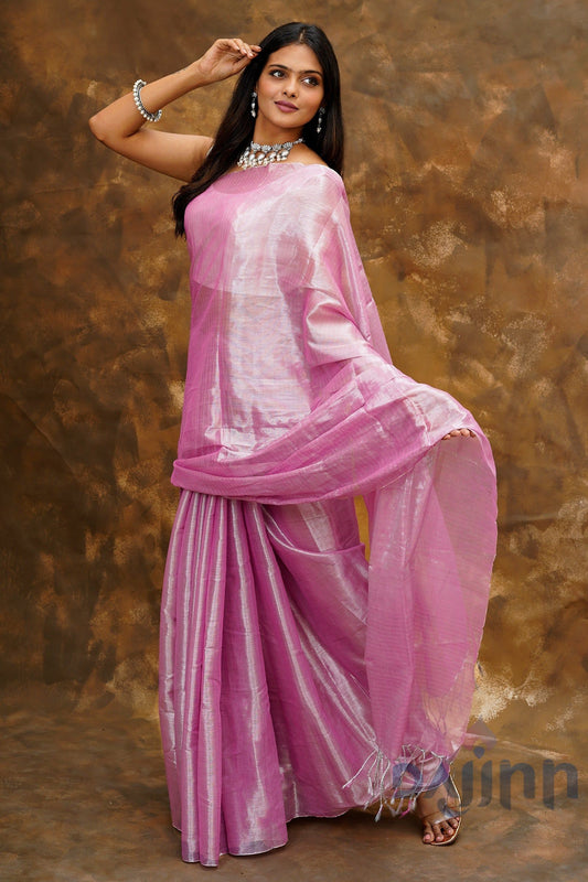 AYSR Boutique Trishika Pink Tissue Saree