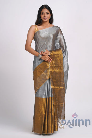 AYSR Boutique Aaryani Gold and Silver Tissue Silk Saree