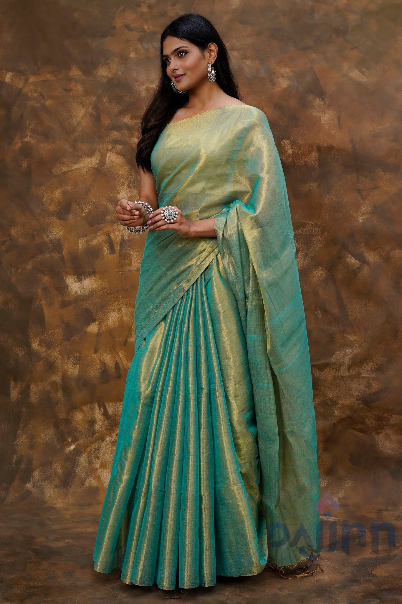 AYSR Boutique Trishika Peacock Green Tissue Saree