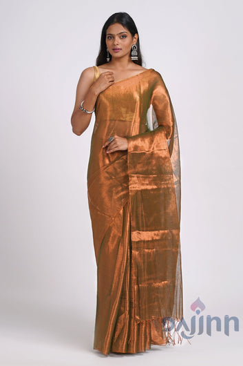 AYSR Boutique Trishika Rust Green Tissue Saree