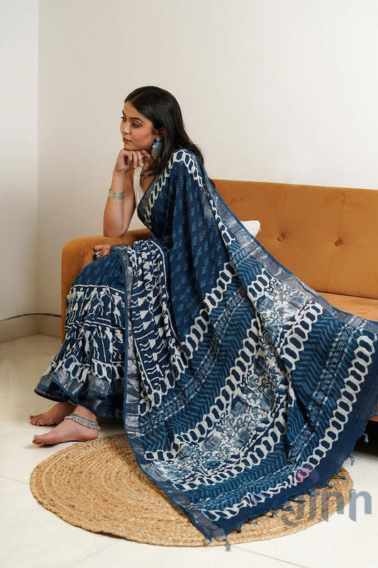 AYSR Boutique Maritime Linen Saree